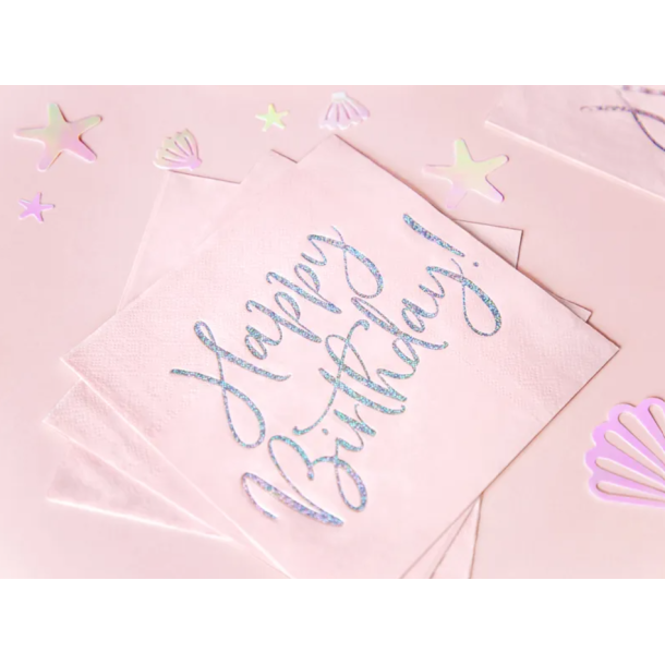 Servietter Happy Birthday Lyserd - 20stk