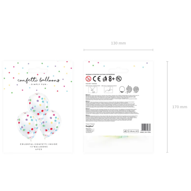 Konfetti Ballon Mix - 6stk