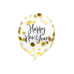 Konfetti Ballon Happy New Year Guld - 3stk