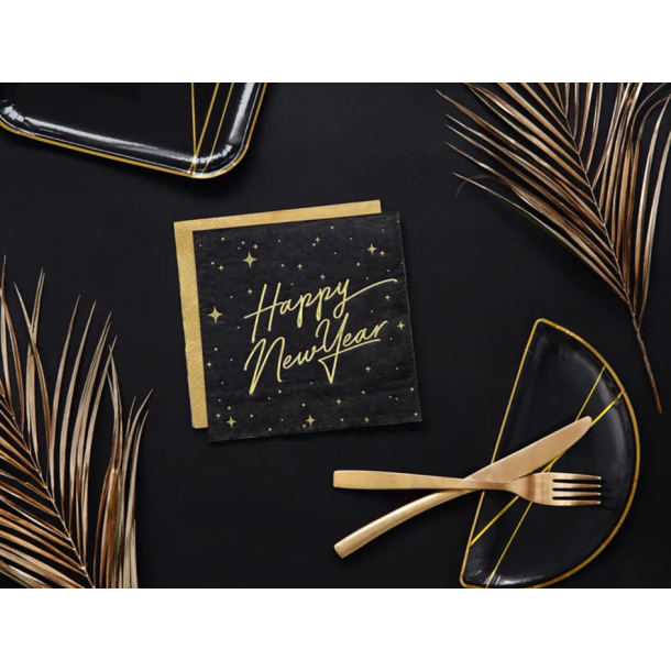 Servietter Happy New Year 33x33cm - 20stk