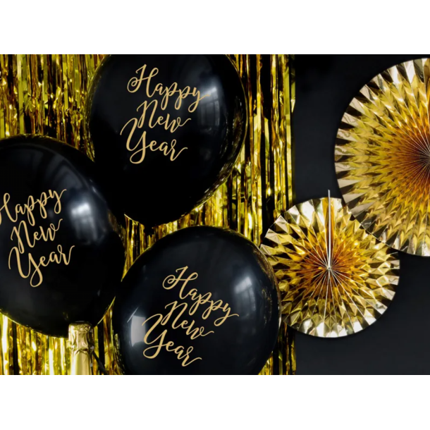 Balloner Happy New Year Sort - 6stk