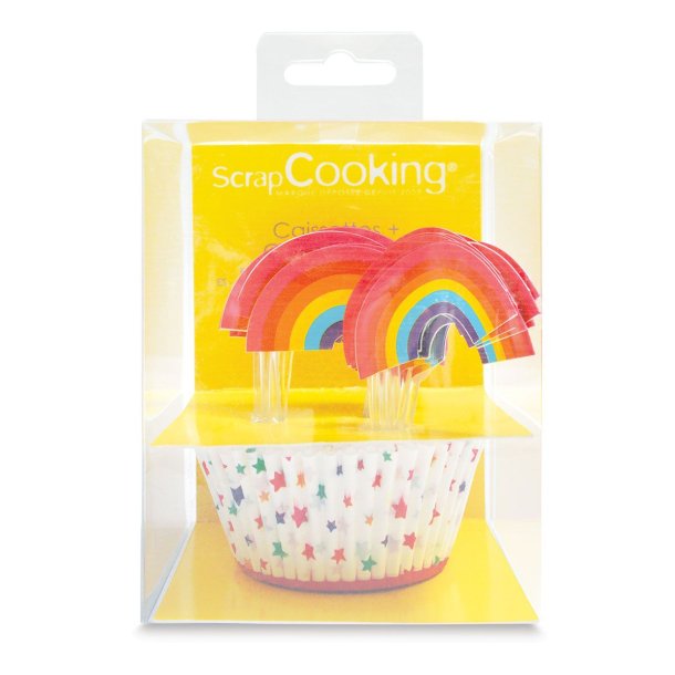 ScrapCooking Muffinsforme &amp; Cake Topper - Regnbue St