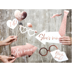 Selfie Rekvisitter Rosa Guld - 12stk