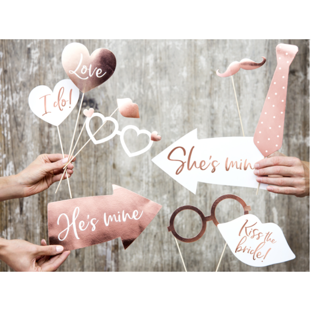 Selfie Rekvisitter Rosa Guld - 12stk