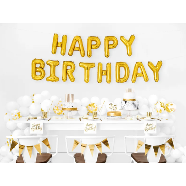 Servietter Happy Birthday Guld - 20stk
