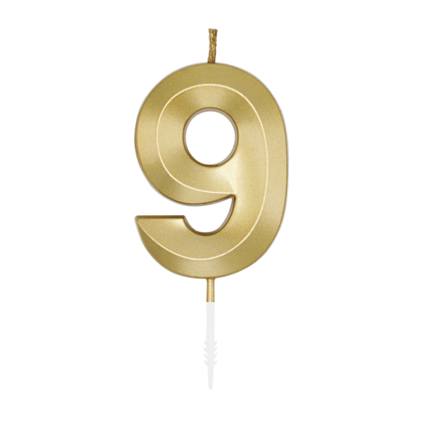 Kagelys Metallic Guld Tal 9 - 6cm