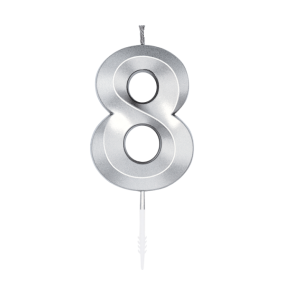 Kagelys Metallic S�lv Tal 8 - 6cm