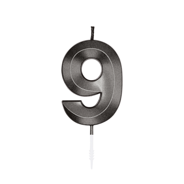 Kagelys Metallic Sort Tal 9 - 6cm