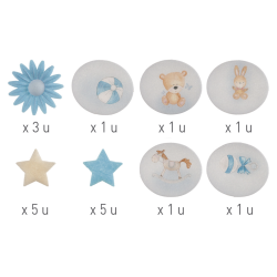 Vaffelprint Blomster Baby Bl - 18stk