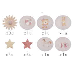 Vaffelprint Blomster Baby Pink - 18stk