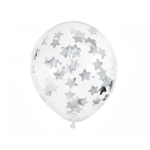 Konfetti Ballon Stjerne Slv - 6stk