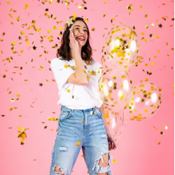 Konfetti Ballon Stjerne Guld - 6stk