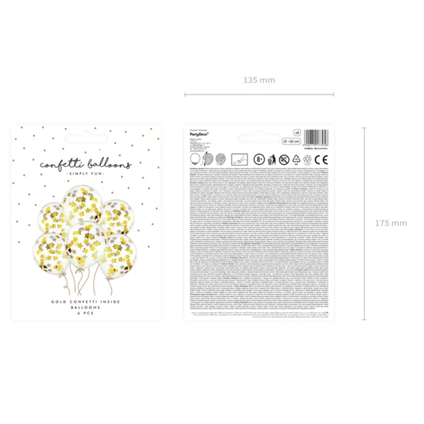Konfetti Ballon Stjerne Guld - 6stk