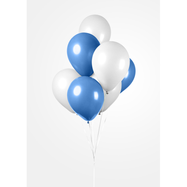 Balloner Bl &amp; Hvide 30cm - 10stk