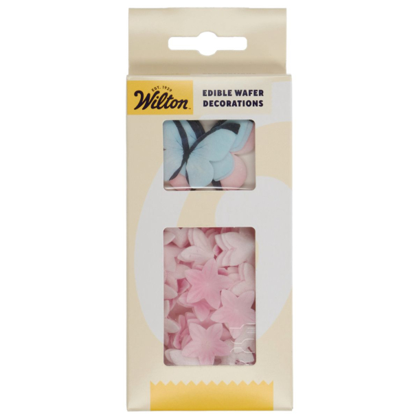 Wilton Vaffel Blomster &amp; Sommerfugle Pastel Pink - 30stk