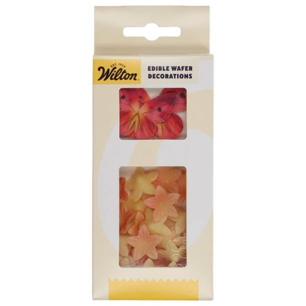 Wilton Vaffel Blomster &amp; Sommerfugle Orange Pink - 30stk