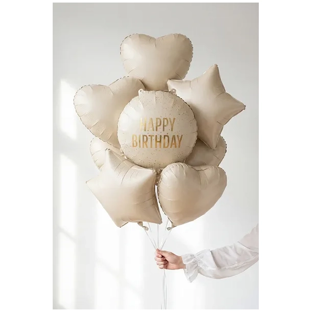 Folieballon Happy Birthday Creme - 35cm