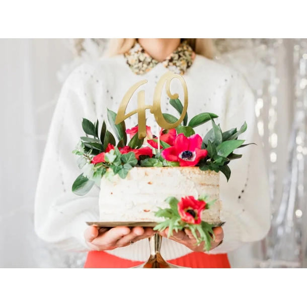 Cake Topper Tal 40 - Guld