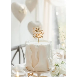 Cake Topper Mr &amp; Mrs Guld - 1stk
