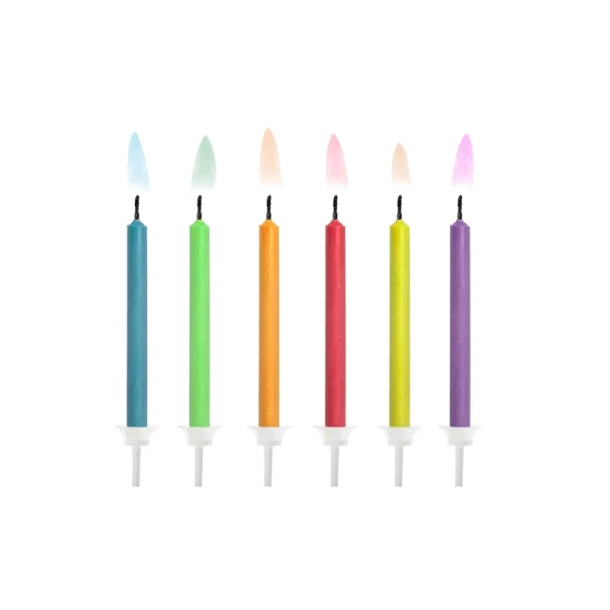 Kagelys Farvet Flamme - 6stk