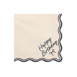 Servietter Beige Happy Birthday - 12stk