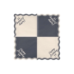 Servietter Beige Happy Birthday - 12stk