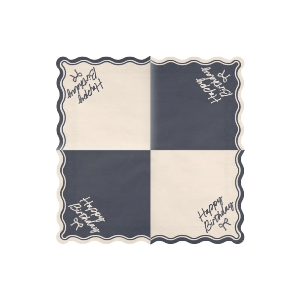 Servietter Beige Happy Birthday - 12stk