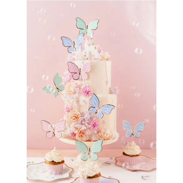 Cake topper Sommerfugl - 9stk