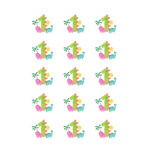 Luksus Sukkerprint 1rs Dino 5 - 15stk