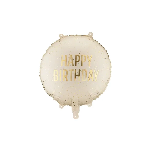 Folieballon Happy Birthday Creme - 35cm
