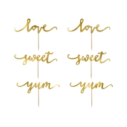 Cake Topper Love Guld - 6stk