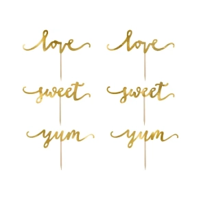 Cake Topper Love Guld - 6stk