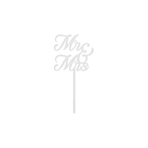 Cake Topper Mr &amp; Mrs Hvid - 1stk