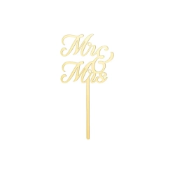 Cake Topper Mr &amp; Mrs Guld - 1stk