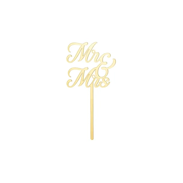 Cake Topper Mr &amp; Mrs Guld - 1stk