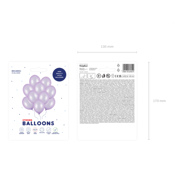 Balloner Kraftige Metallisk Lilla 30 cm - 10stk