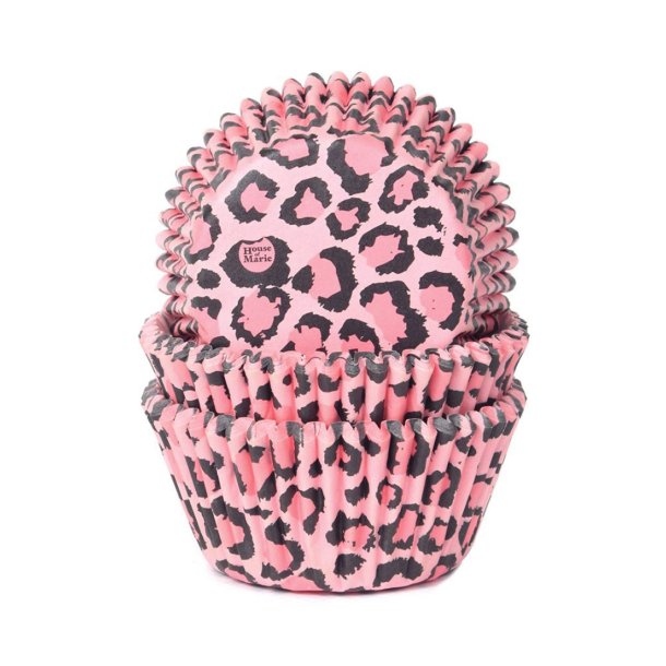 House of Marie Muffinsforme Leopard Pink - 50stk