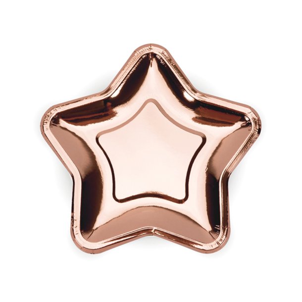 Tallerkner Rose Gold Stjerne 18 - 6stk