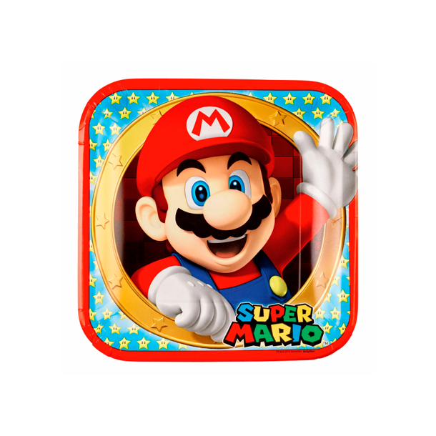 Tallerkner Super Mario 23x23 - 8stk