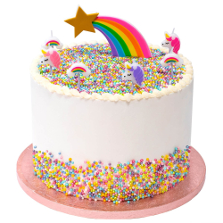 Kagelys Unicorn &amp; Regnbuer - 6stk